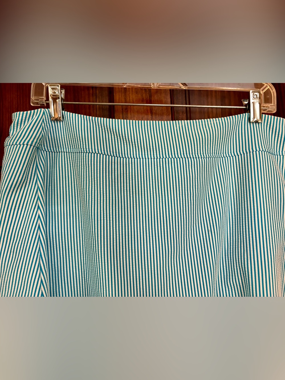 New Draper James Seersucker Blue White Stripe Swim Skirt w/ Panty 16 1X XL - Picture 5 of 6